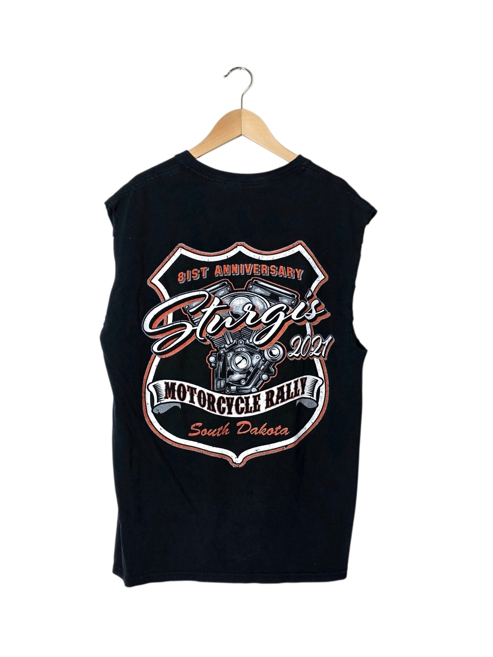 2021 Sturgis 81st Anniversary Cut Off Shirt L Motorcycle Rally South Dakota